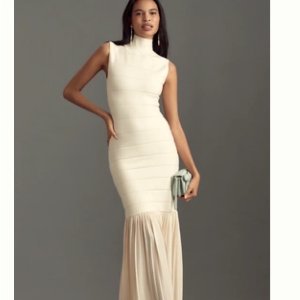 Blithe fitted twofer maxi dress ivory